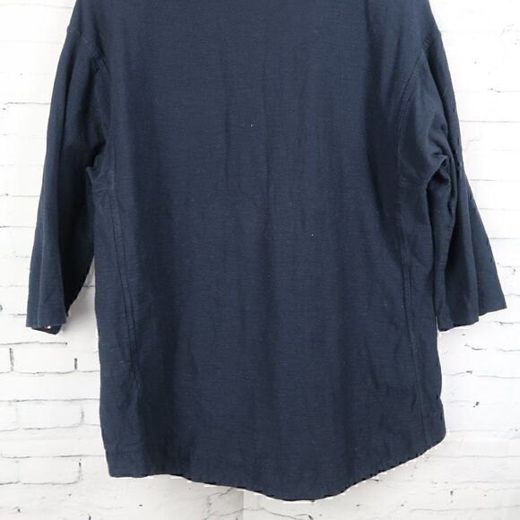 TOMMY HILFIGER BLUE 1/2 SLEEVE V NECK WITH LACE UP DETAIL COTTON TOP SIZE SMALL - Picture 11 of 11